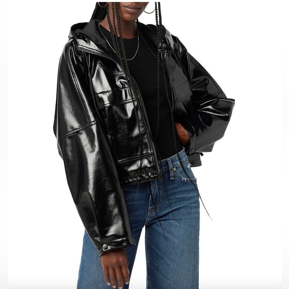 Hudson Sport Vegan Leather Zip Hooded Jacket - Picture 4 of 6